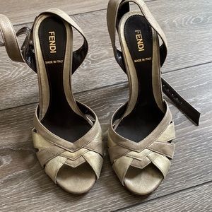 Fendi Metallic Gold Sandal • Stiletto Heel • size 37.5